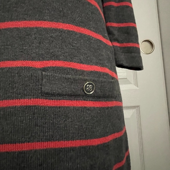 SOLD! - Striped Gray and Red Women's Dress - Picture 3 of 4